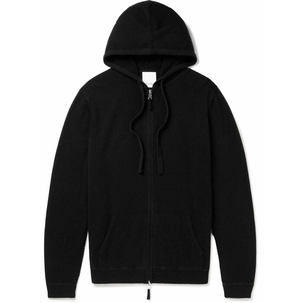 Allude Wool And Cashmere-Blend Zip-Up Hoodie Black - M